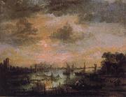 Aert van der Neer Fishing by moonlight china oil painting reproduction